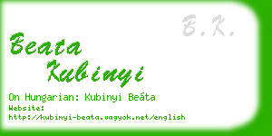 beata kubinyi business card
